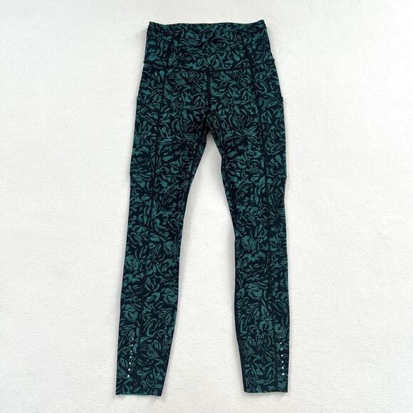lululemon athletica Pants - Lululemon Fast Free 7/8 Tight II Nulux 25” Thrive Viridian Green Black Pant 4